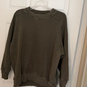 Aerie Olive Green  Ribbed Knit Top